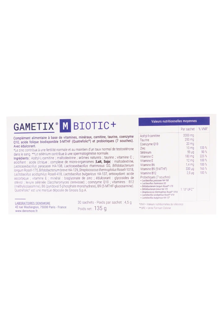 GAMETIX M BIOTIC+ 30 SACHETS 3 gametix m biotic dos