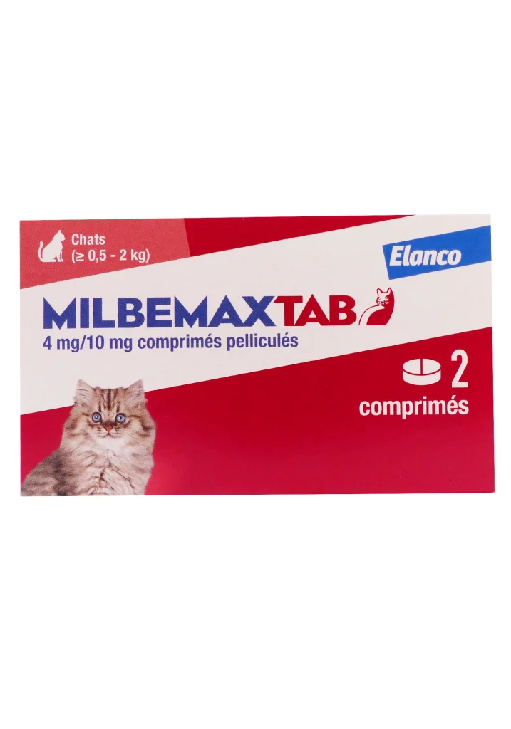 MILBEMAXTAB 4/10MG VERMIFUGE CHATS DE ,5 A 2 KG, 2 COMPRIMES 2 milbemaxtab chats 0.5 a 2 kg 2 cp