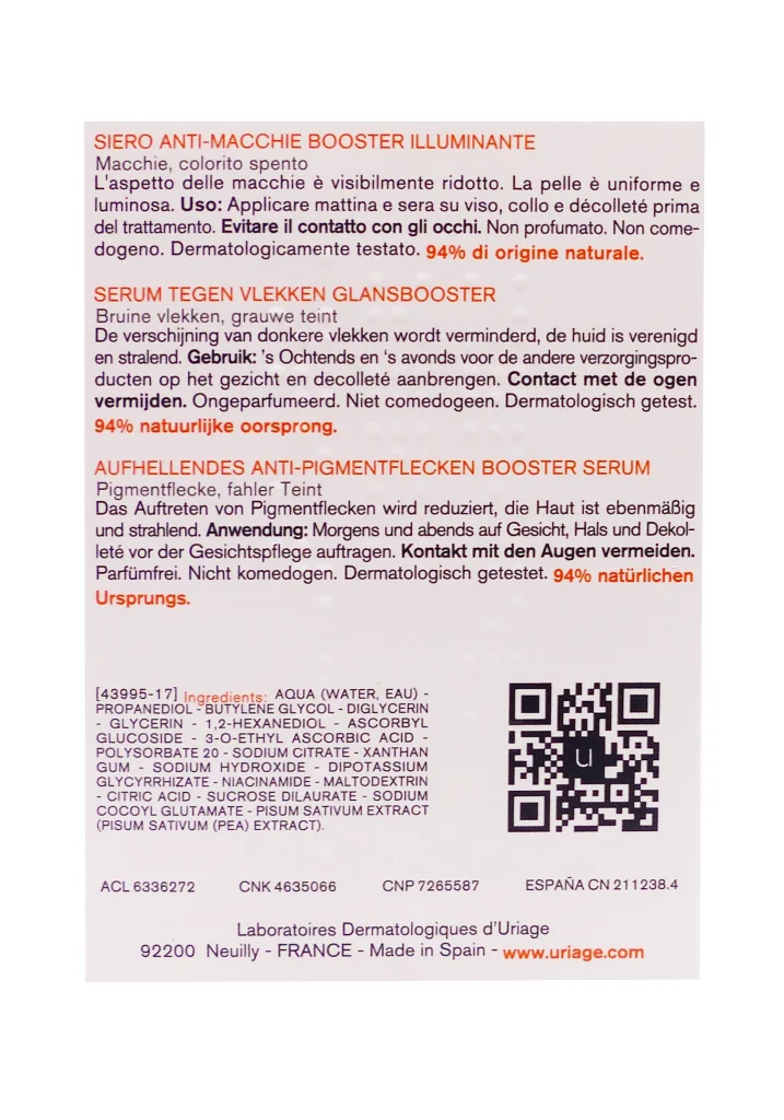 URIAGE DEPIDERM SERUM ANTI-TACHES BOOSTER ECLAT 30ML 3 serum uriage dos