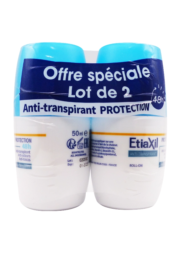ETIAXIL ANTI-TRANSPIRANT ROLL-ON PROTECTION 48H LOT 2X50ML 5 etiaxil lot de 2 roll on