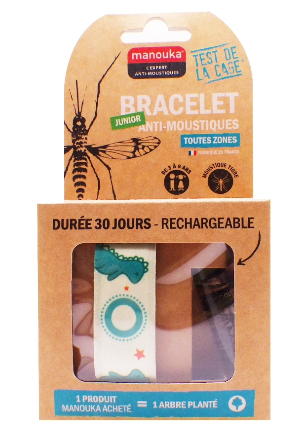 MANOUKA 1 BRACELET ANTI-MOUSTIQUES ENFANT DINOSAURE 1 bracelet anti moustique motif dino