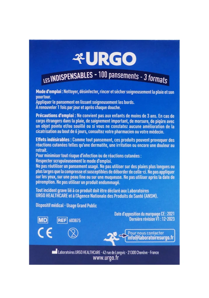 dos urgo 100 pansements les indispensables
