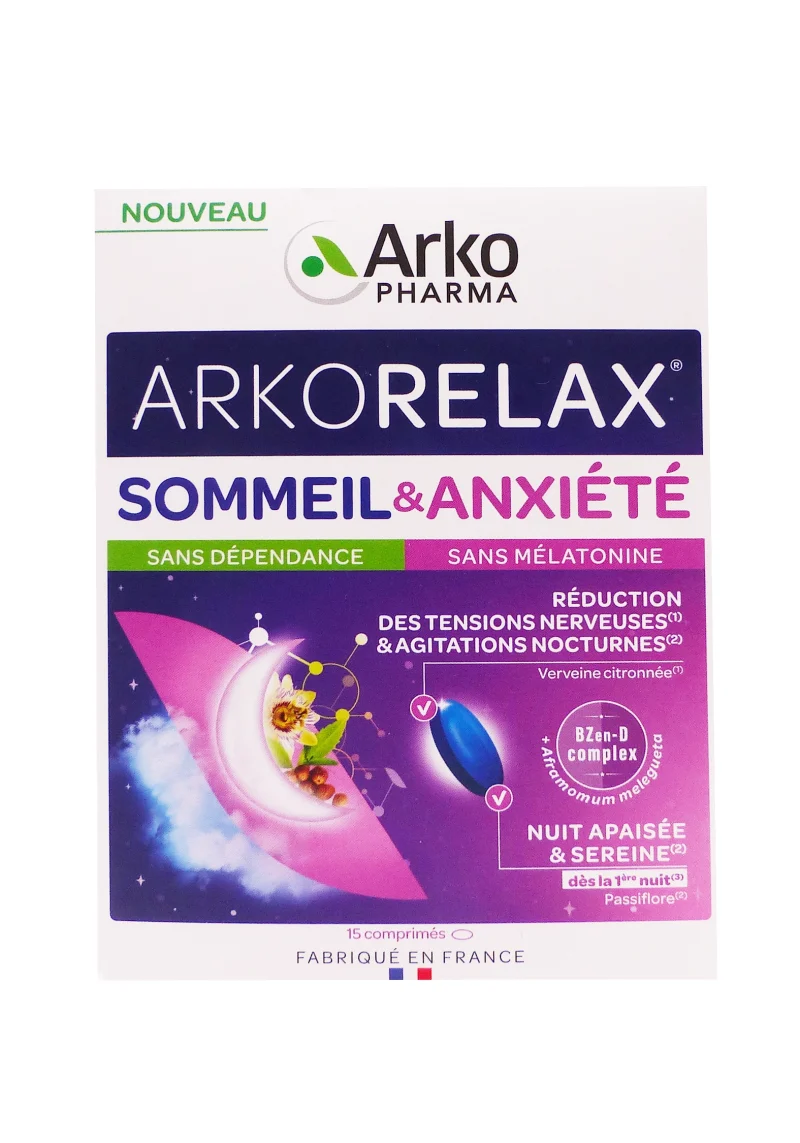 ARKORELAX SOMMEIL & ANXIETE 15 COMPRIMES 1 arkorelax 15 comprimés