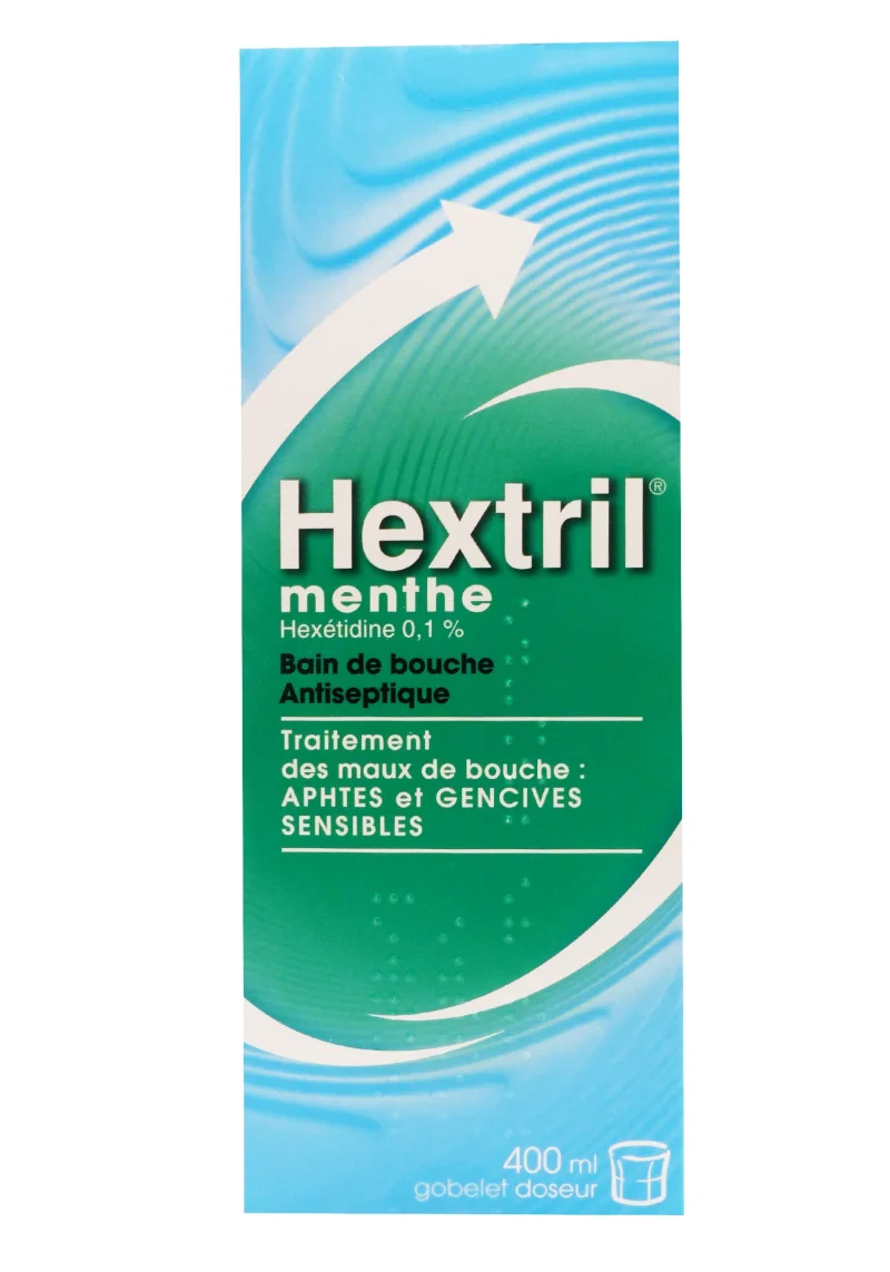 HEXTRIL MENTHE 0,1% BAIN DE BOUCHE 400ML 1 hextril menthe 400 ml