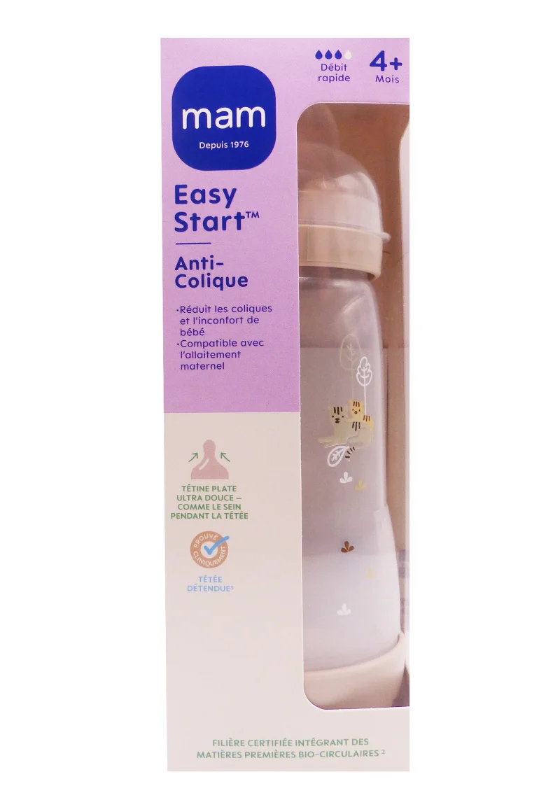 mam easy startbiberon anti colique 4+ mois débit rapide