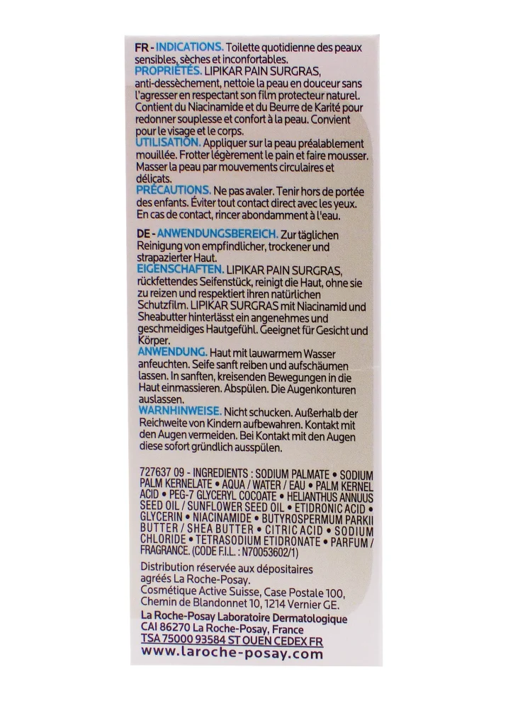 LA ROCHE-POSAY LIPIKAR PAIN SURGRAS 150G 3 dos lrp