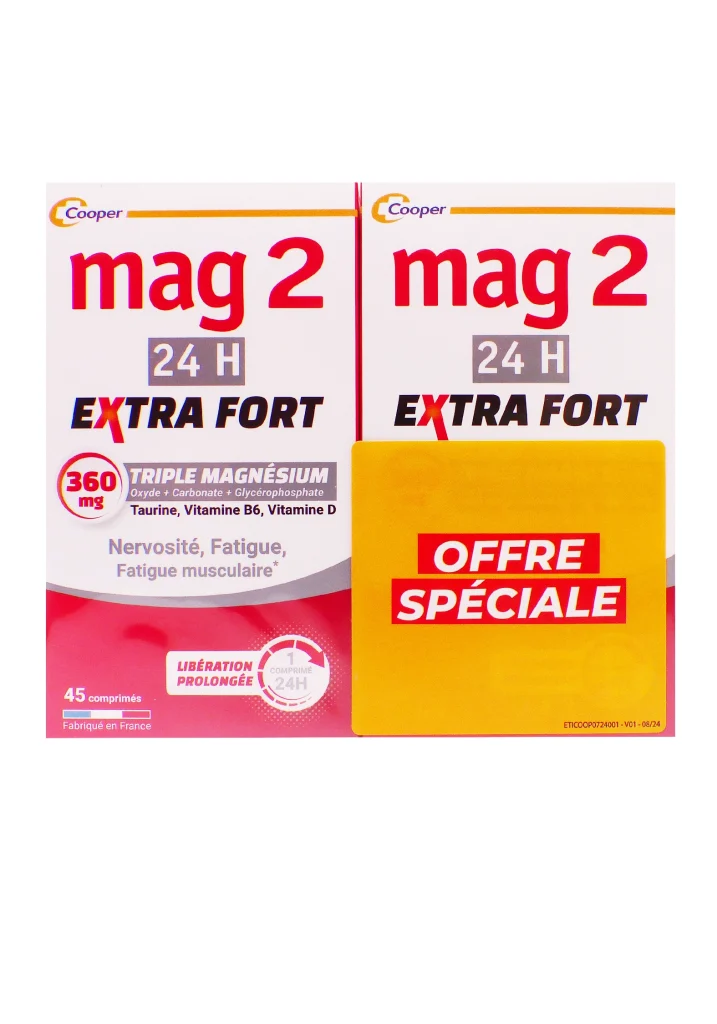 mag 2 24h extra fort 45 comprimes lot de 2