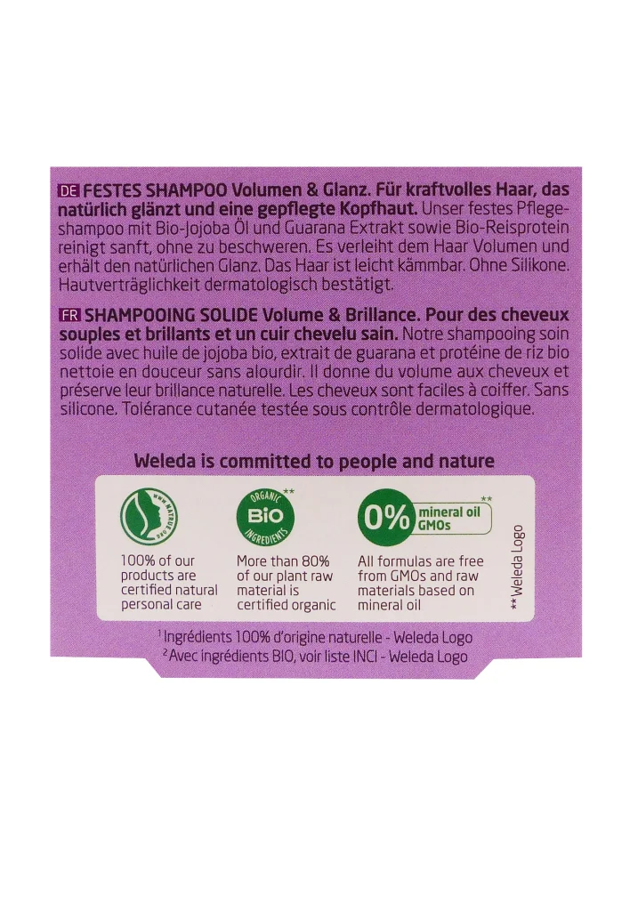 shampooing volume et brillance weleda dos