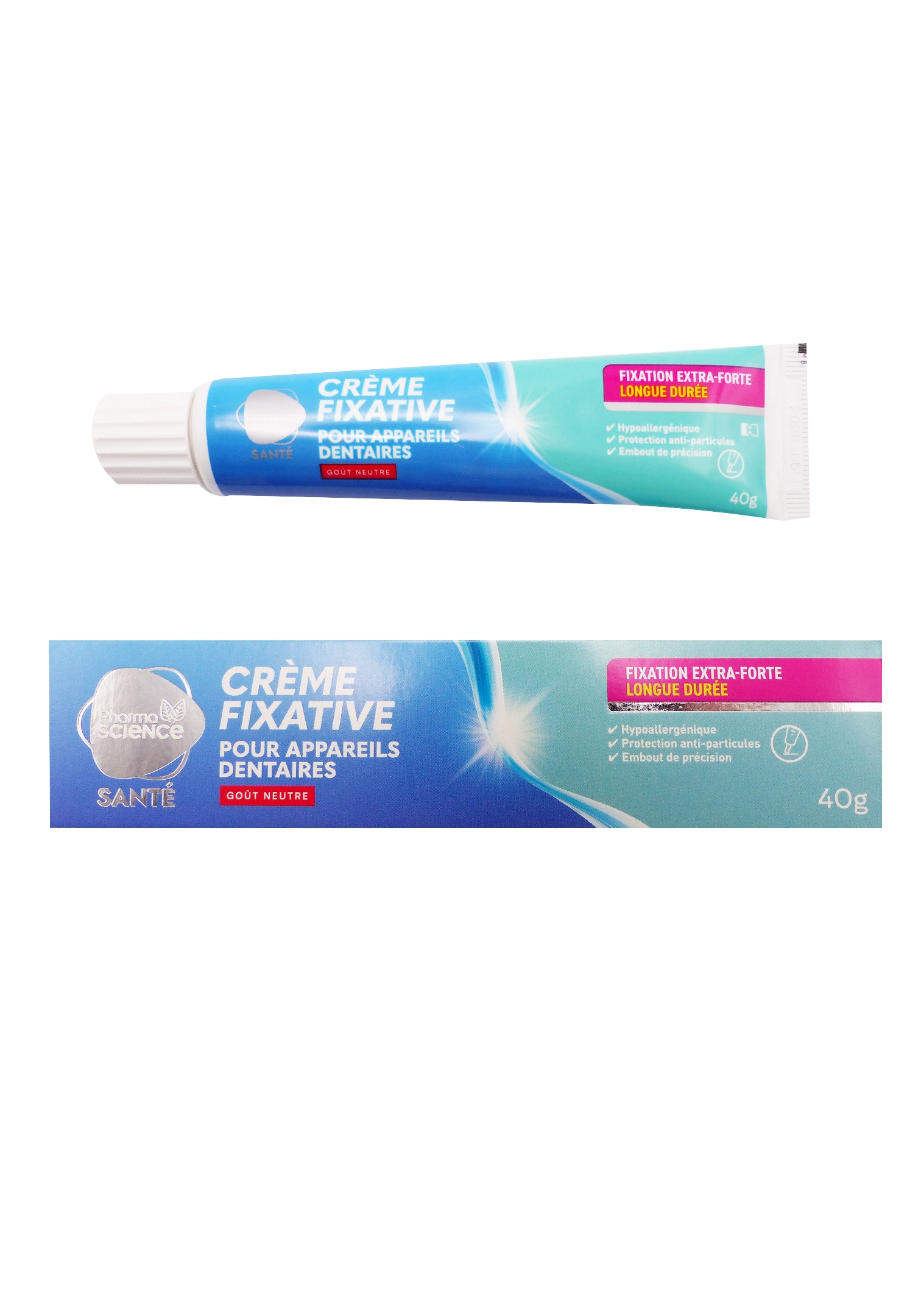 PHARMA SCIENCE CREME FIXATIVE GOÛT NEUTRE 40G 1 creme fixative pharma science