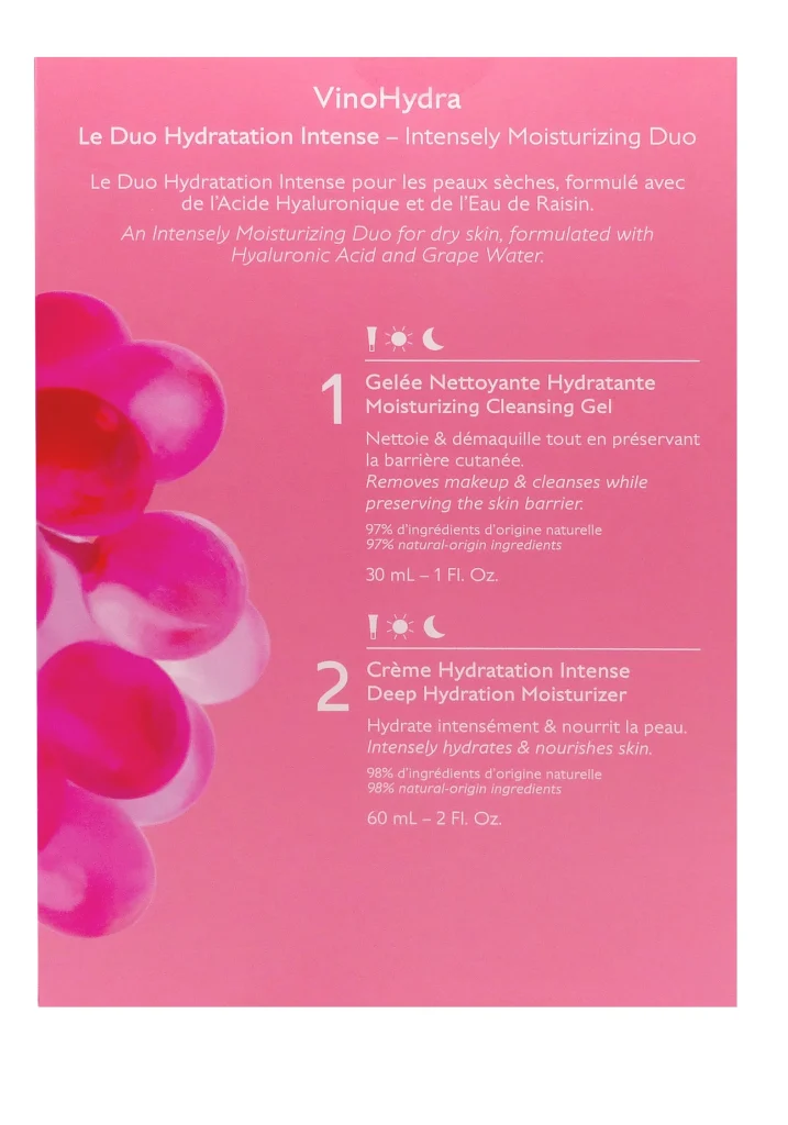 CAUDALIE COFFRET NOËL 2025 VINOHYDRA HYDRATATION CREME 60ML GELEE 30 ML 3 dos coffret vinohydra caudalie