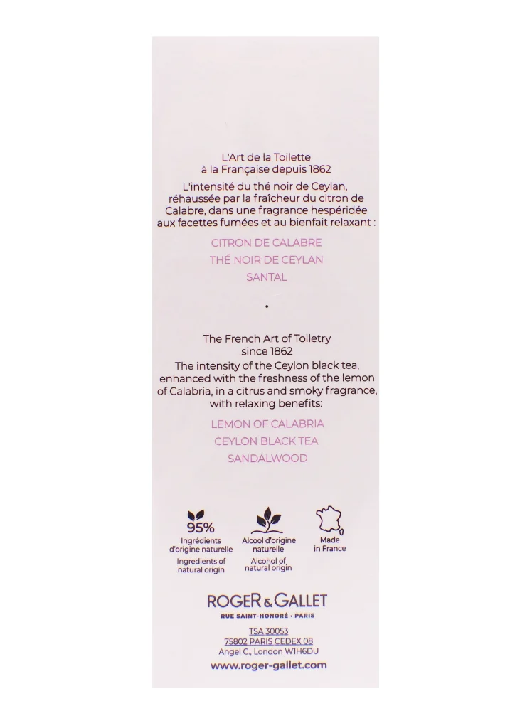 ROGER & GALLET EAU PARFUMEE FEUILLE DE THE 100ML 3 dos eau parfume roger gallet 100 ml