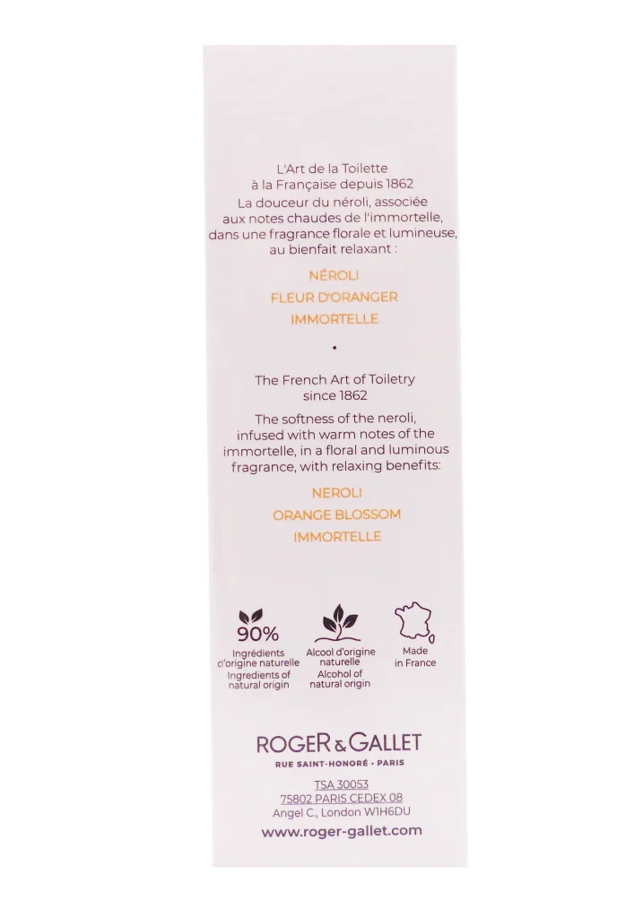 ROGER & GALLET EAU PARFUMEE NEROLI VAPORISATEUR 30ML 3 dos eau parfumee neie roger et gallet