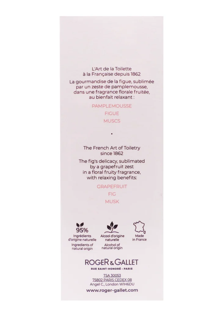 ROGER & GALLET EAU PARFUMEE FLEUR DE FIGUIER VAPORISATEUR 100ML 3 dos eau parfumee roger gallet