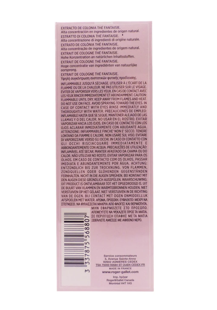 ROGER & GALLET EXTRAIT DE COLOGNE THE FANTAISIE 100 ML 3 dos extrait de cologne roger et gallet