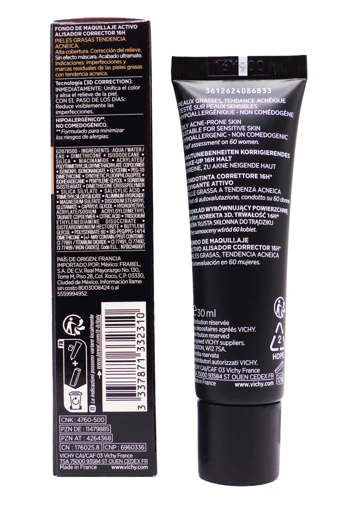 VICHY DERMABLEND 3D SPF19 TEINTE SAND 35 30ML 3 dos fond de teint vichy