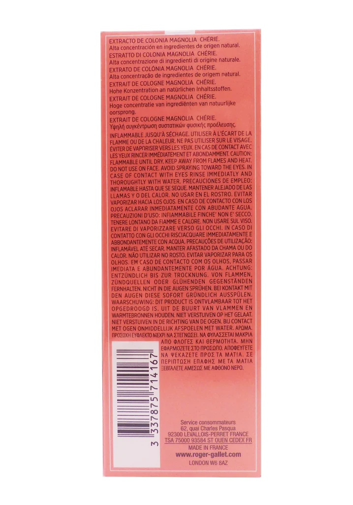 dos magnolia cherie extrait de cologne roger et gallet