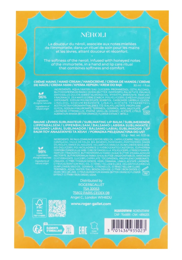 dos nerolie coffret roger et gallet