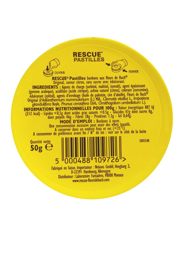 BACH RESCUE ORIGINAL CITRON PASTILLES 50G 3 dos pastilles rescue