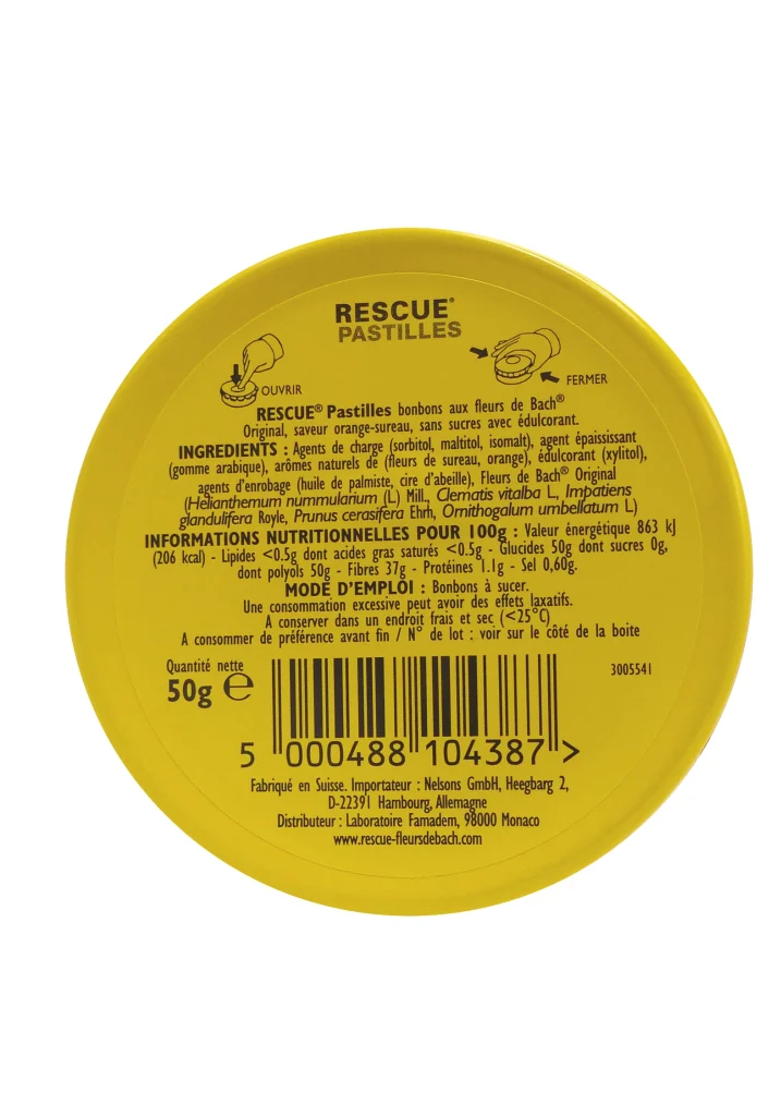 dos pastilles rescue orange sureau