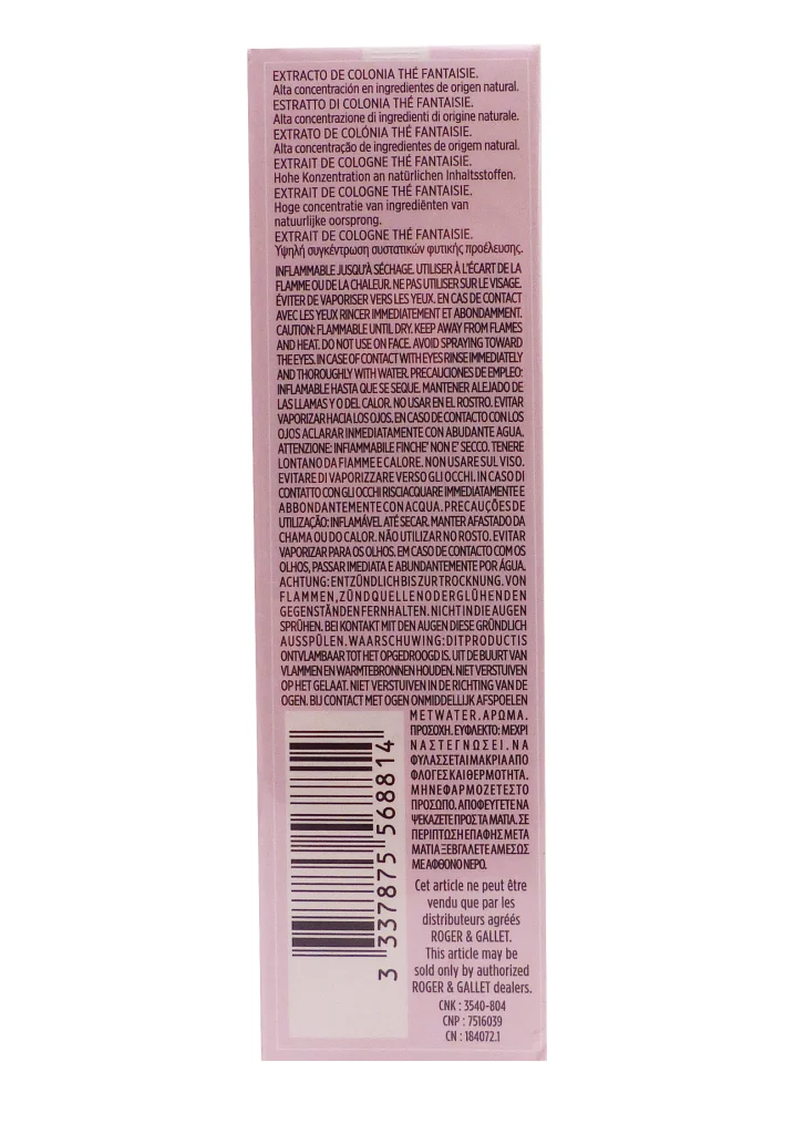 ROGER & GALLET EXTRAIT DE COLOGNE THE FANTAISIE 30 ML 3 dos the fantaisie roger et gallet