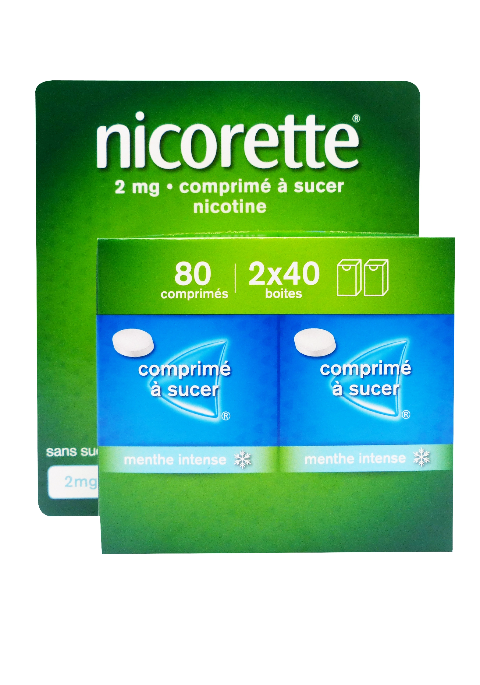 NICORETTE 2MG MENTHE INTENSE SANS SUCRE 80 COMPRIMES 1 nicorette menthe intense 80 comprimés sans sucre