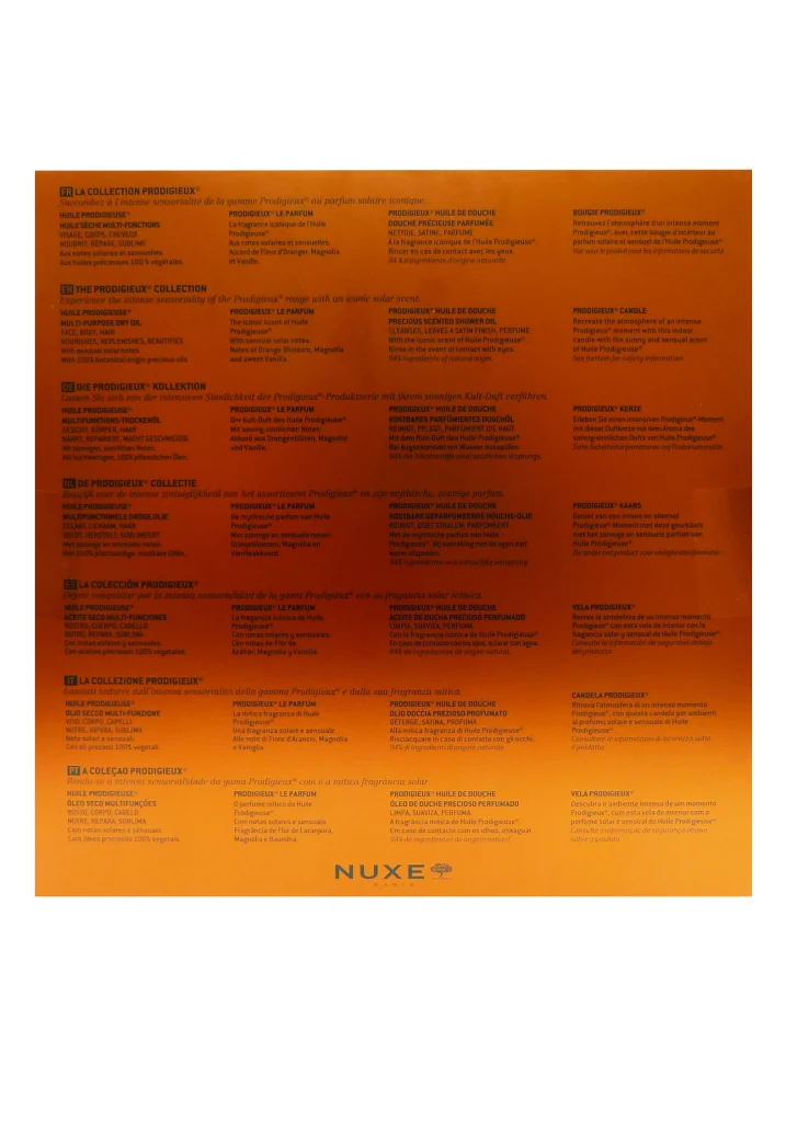 NUXE COFFRET NOËL LA COLLECTION PRODIGIEUX 3 nuxe coffret dos collection prodigieux