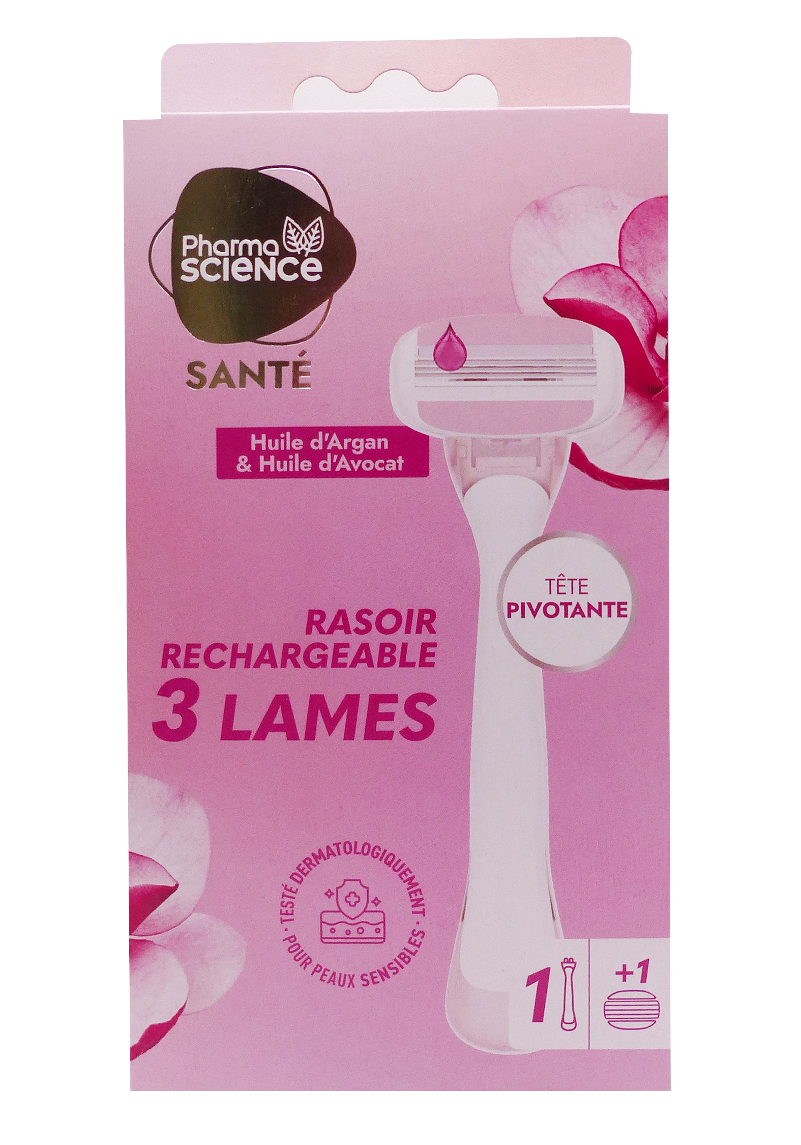PHARMA SCIENCE 1 RASOIR RECHARGEABLE FEMME 3 LAMES 1 pharma science rasoirs femmes
