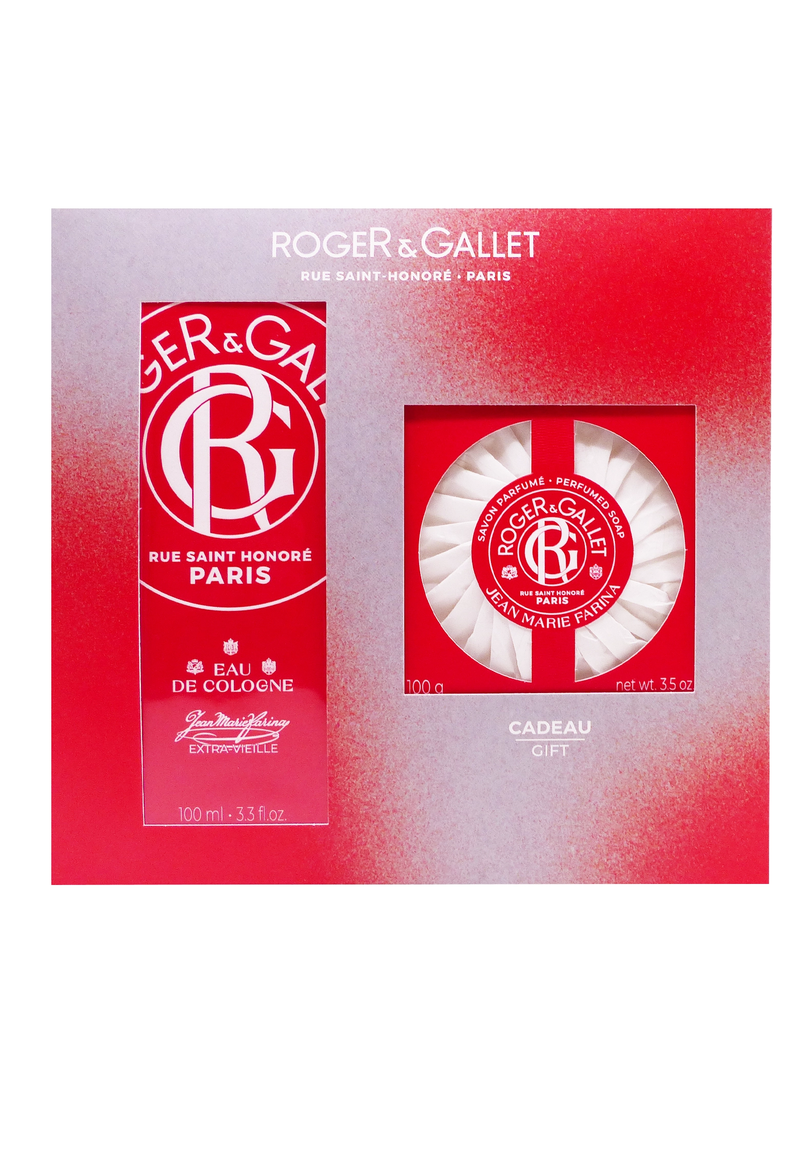 ROGER & GALLET COFFRET JEAN MARIE FARINA EAU DE COLOGNE 100 ML + SAVON OFFERT 1 roger et gallet coffret
