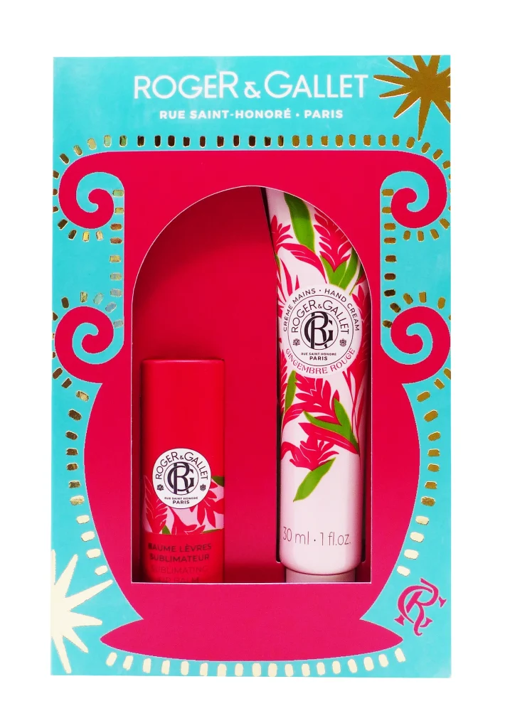 roger et gallet coffret gingembre rouge creme mains et baume levre