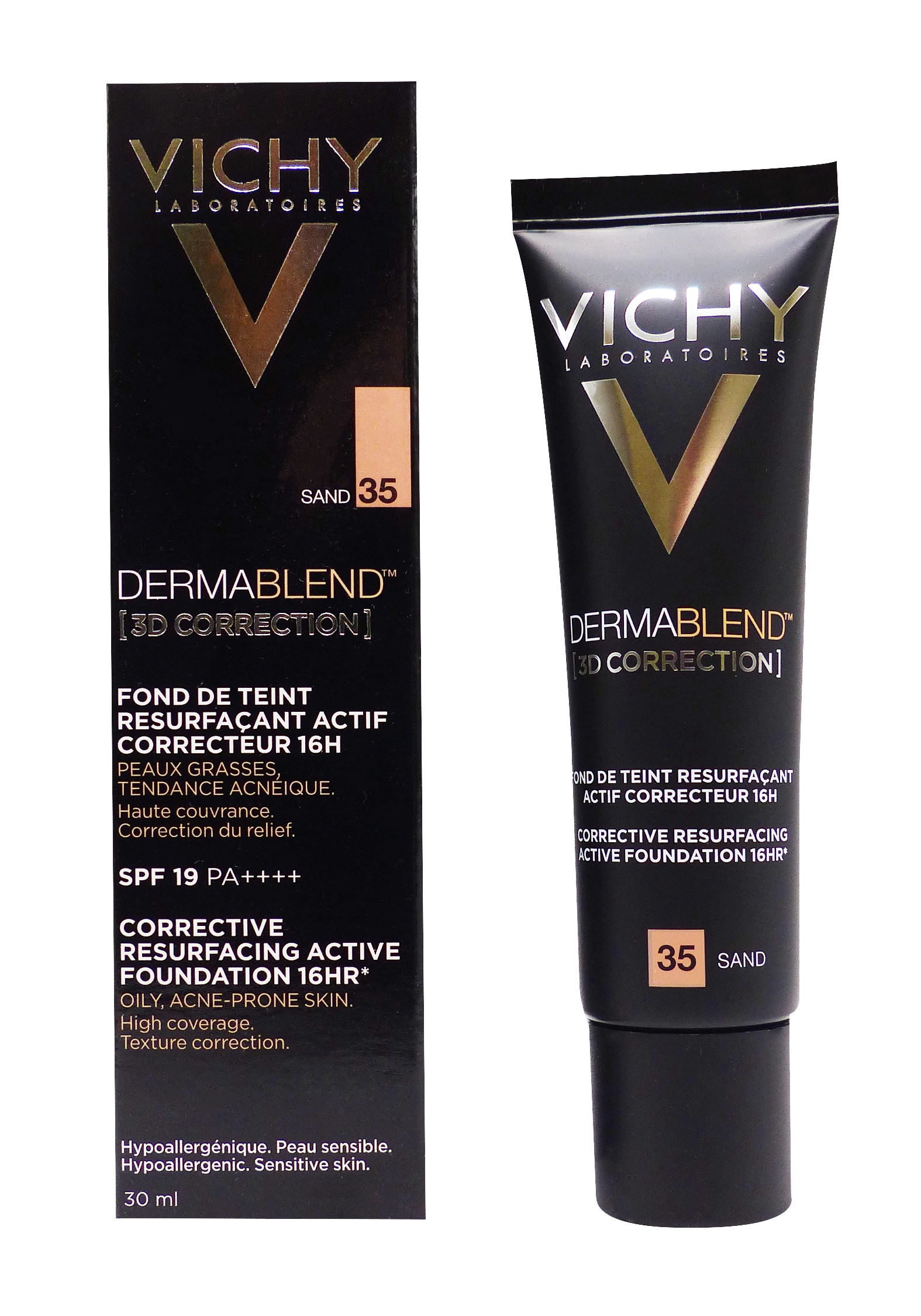 VICHY DERMABLEND 3D SPF19 TEINTE SAND 35 30ML 1 vichy dermablend sand 35 fond de teint 30 ml