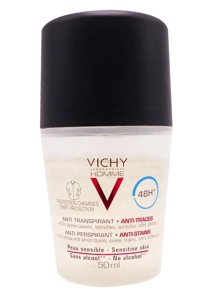 VICHY HOMME ANTI-TRANSPIRANT BILLE 48H ANTI-TRACES 50ML 2 vichy homme anti transpirant 50 ml