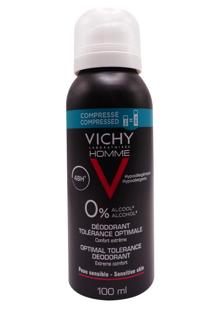 VICHY HOMME DEODORANT 48H TOLERANCE OPTIMAL SPRAY COMPRESSE 100ML 2 vichy homme deodorant compresse 100 ml