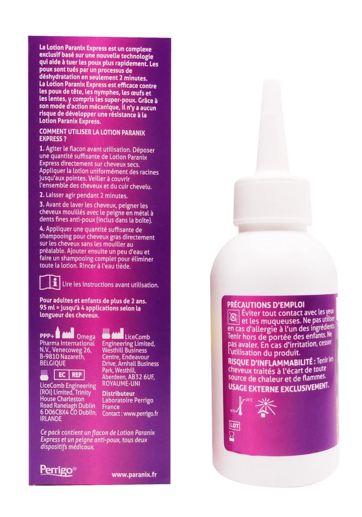PARANIX EXPRESS 2MN LOTION ANTI-POUX 95 ML PEIGNE INCLUS 3 DOS PARANIX lotion