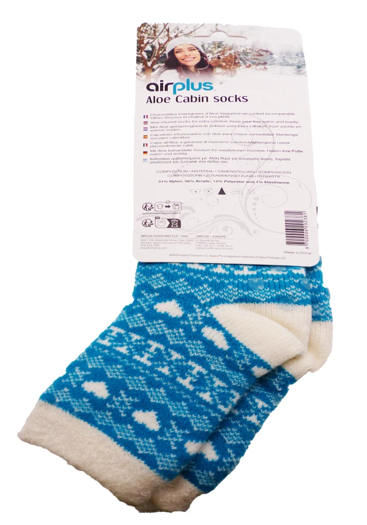 AIRPLUS CHAUSSETTES HYDRATANTES 35-41 BLEUES A MOTIFS 3 airplus chaussettes motifs bleu dos