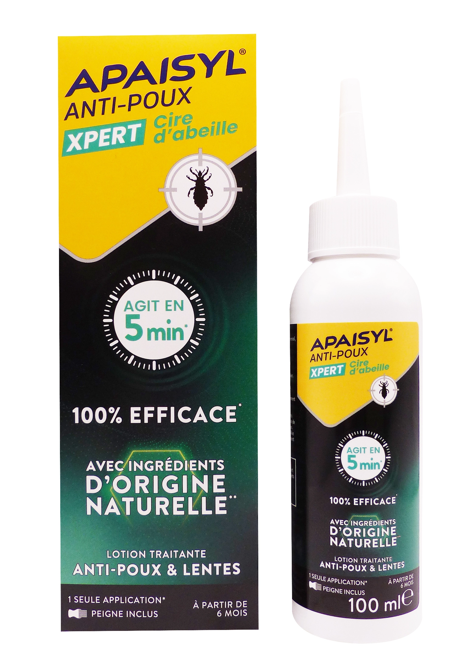 APAISYL ANTI-POUX CIRE D'ABEILLE 100ML PEIGNE INCLUS 1 apaisyl anti poux xpert cire d'abeille 100 ml