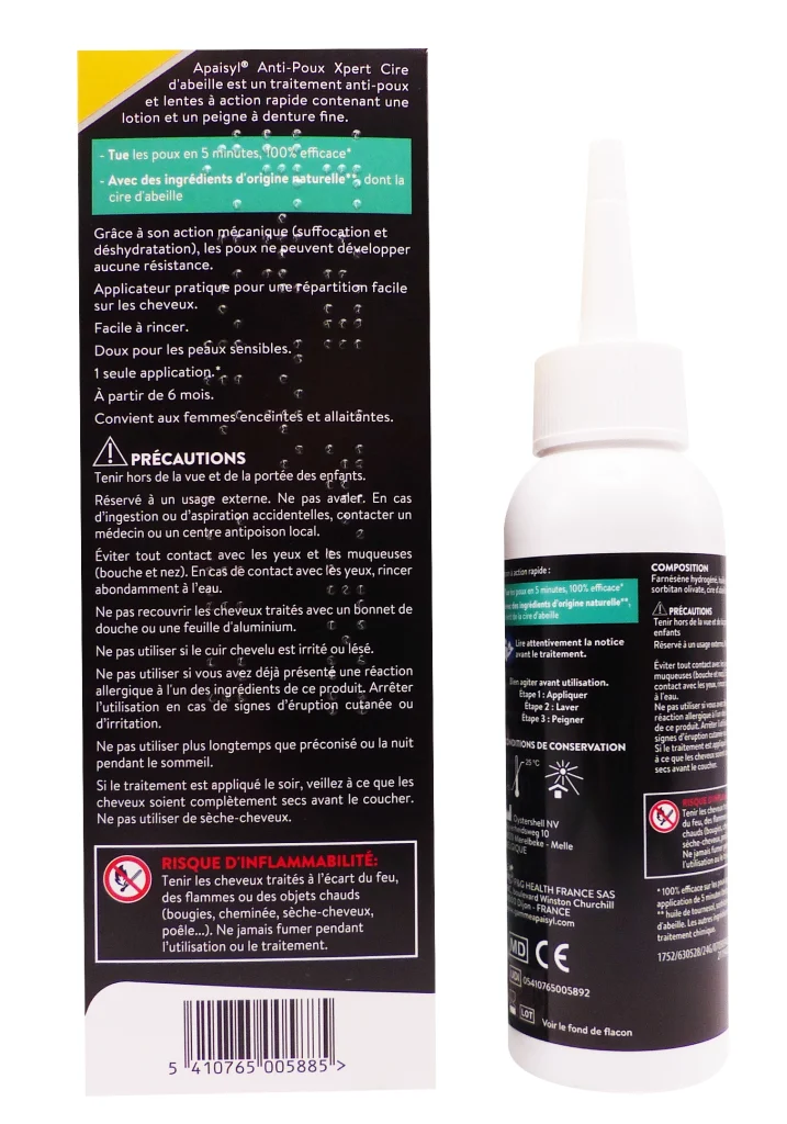 APAISYL ANTI-POUX CIRE D'ABEILLE 100ML PEIGNE INCLUS 3 apaisyl anti poux xpert cire dabeille