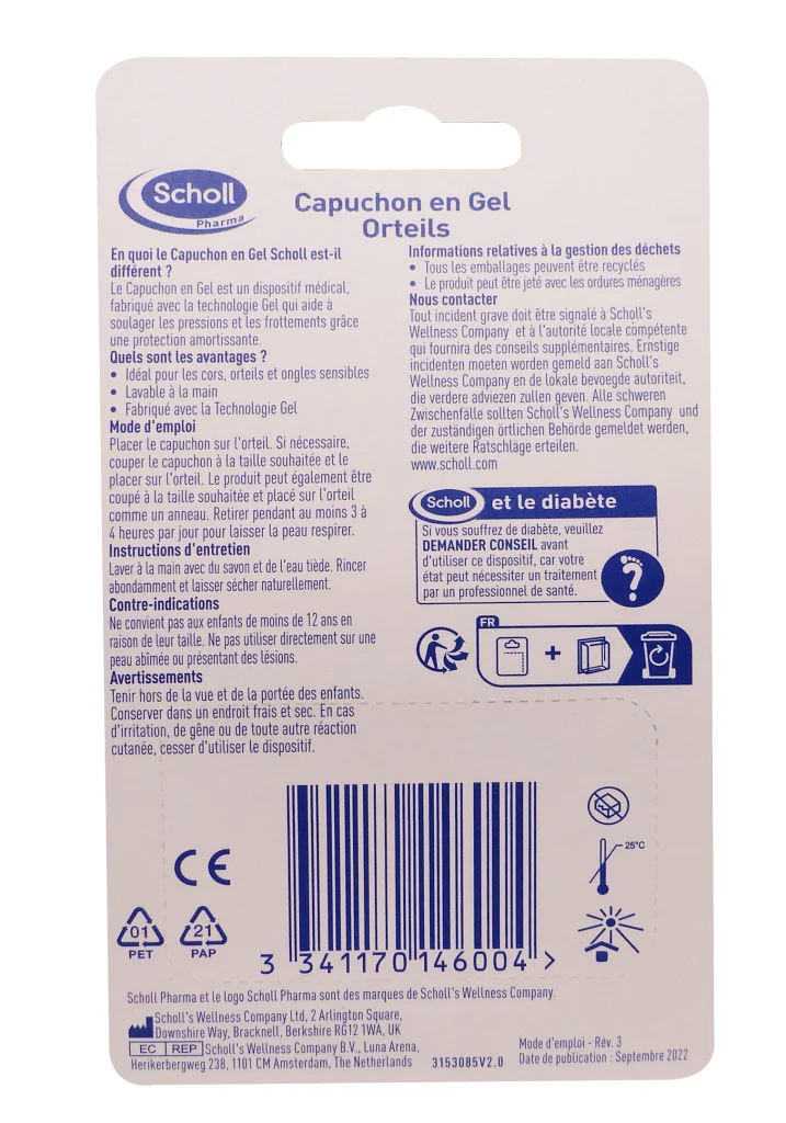 SCHOLL GELACTIV 1 CAPUCHON ORTEILS 3 capuchons en gel scholl