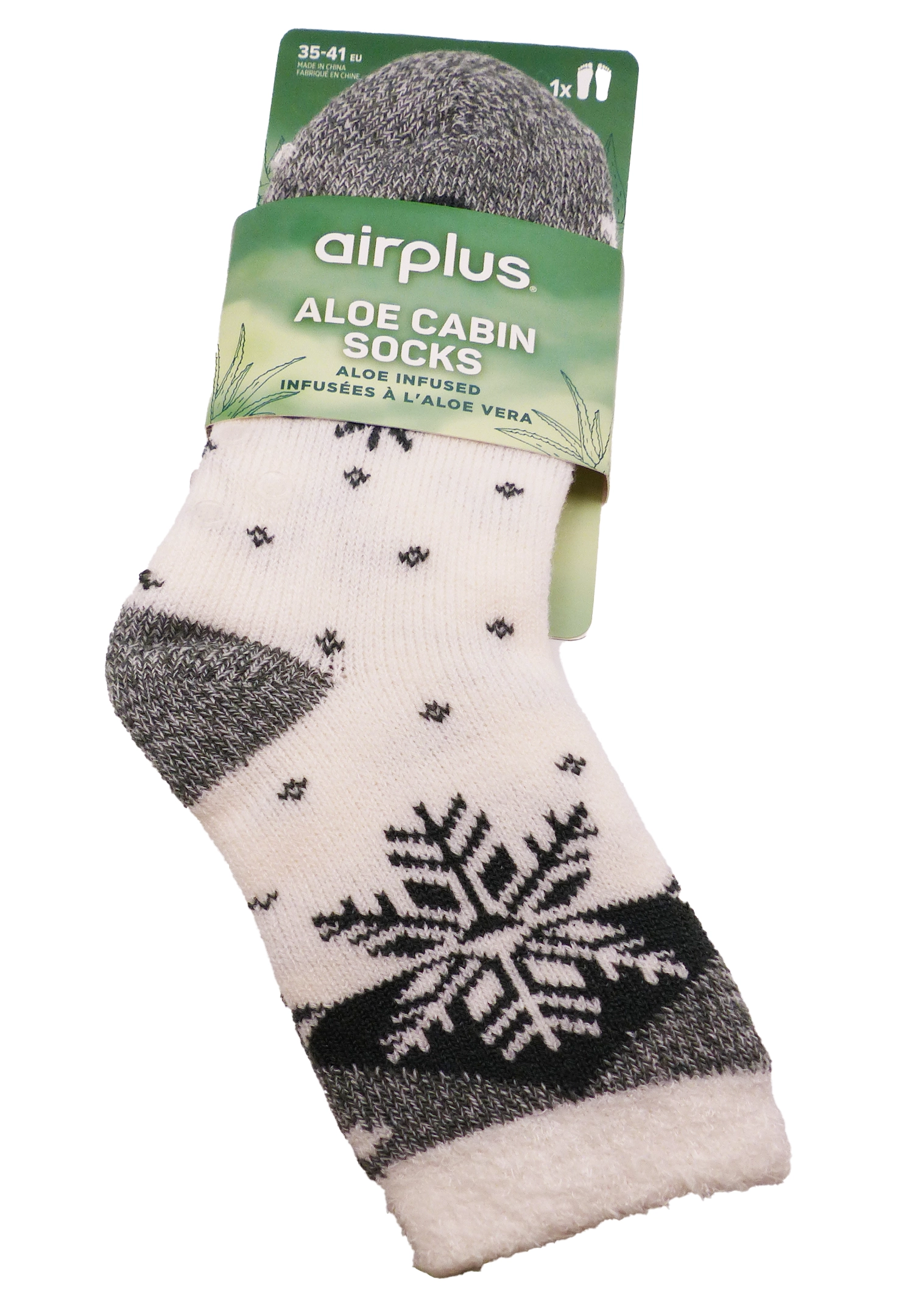 AIRPLUS CHAUSSETTES 25-41 TOUCH OF FROST VERTES 1 chaussette motif flocon marron