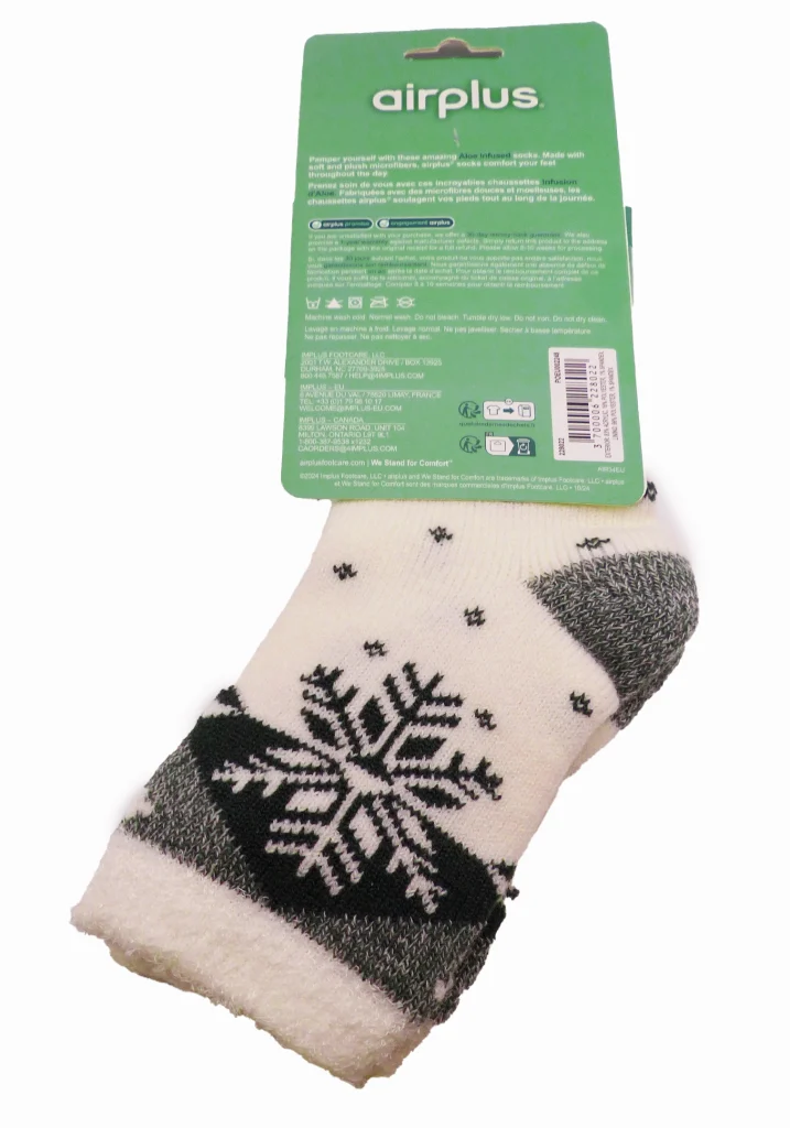 AIRPLUS CHAUSSETTES 25-41 TOUCH OF FROST VERTES 3 dos chaussette aloe flocon marron