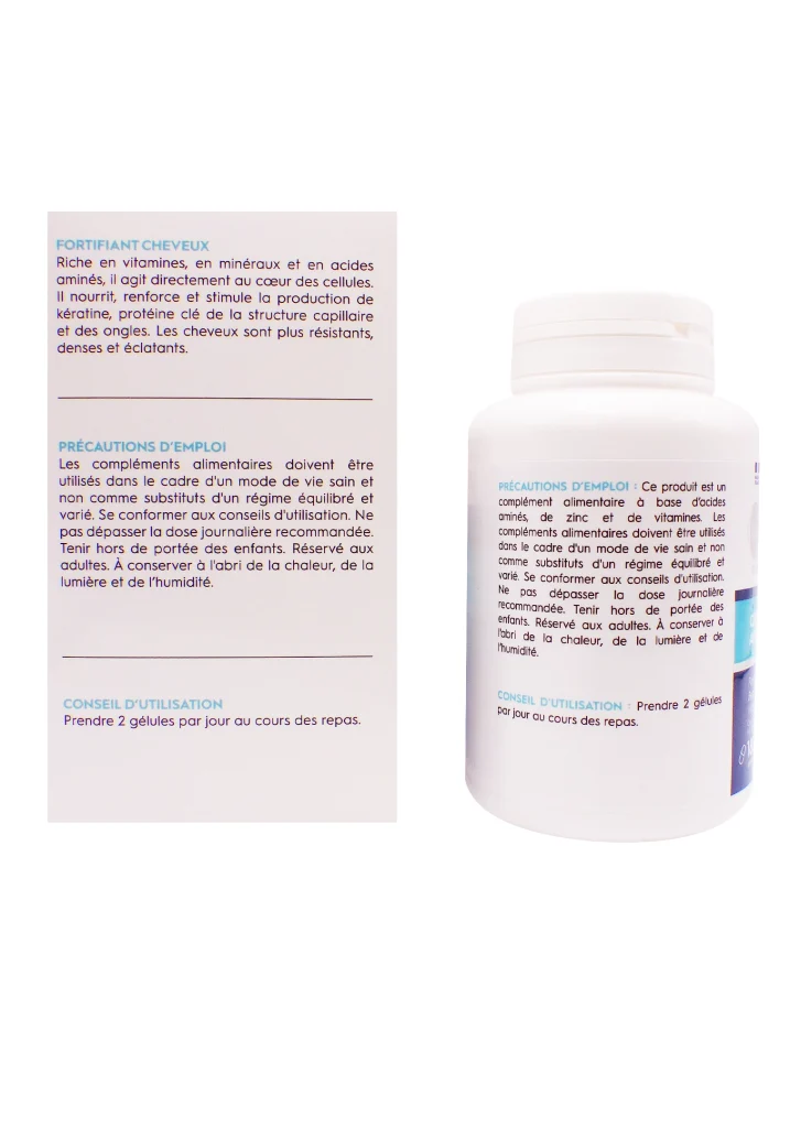 PHARMASCIENCE FORTIFIANT CHEVEUX 180 GELULES 3 dos chute de cheveux