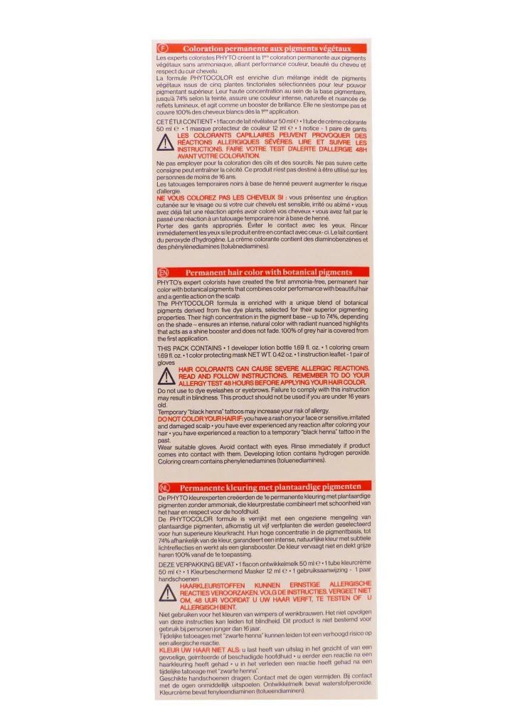PHYTO COLOR COULEUR PERMANENTE 7 BLOND 3 dos coloration permanante
