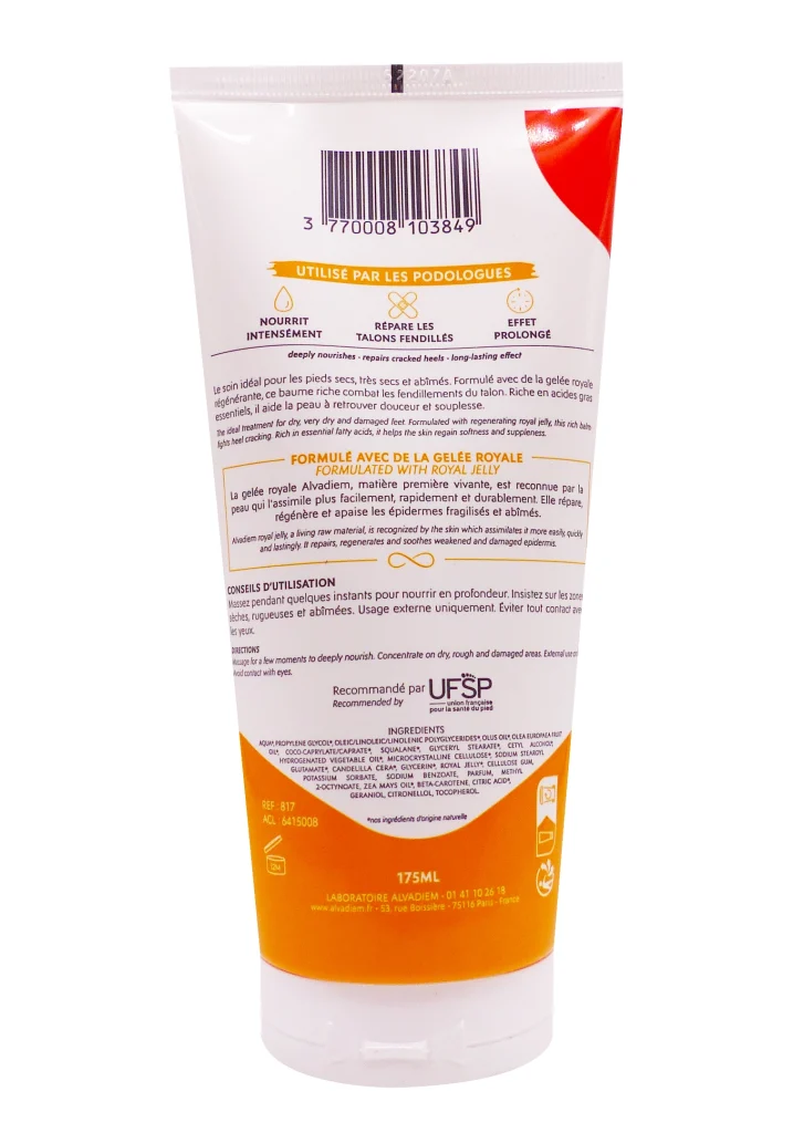 ALVADIEM BAUME PIEDS SECS TUBE 175 ML 3 dos creme pieds tres sec et fendilles
