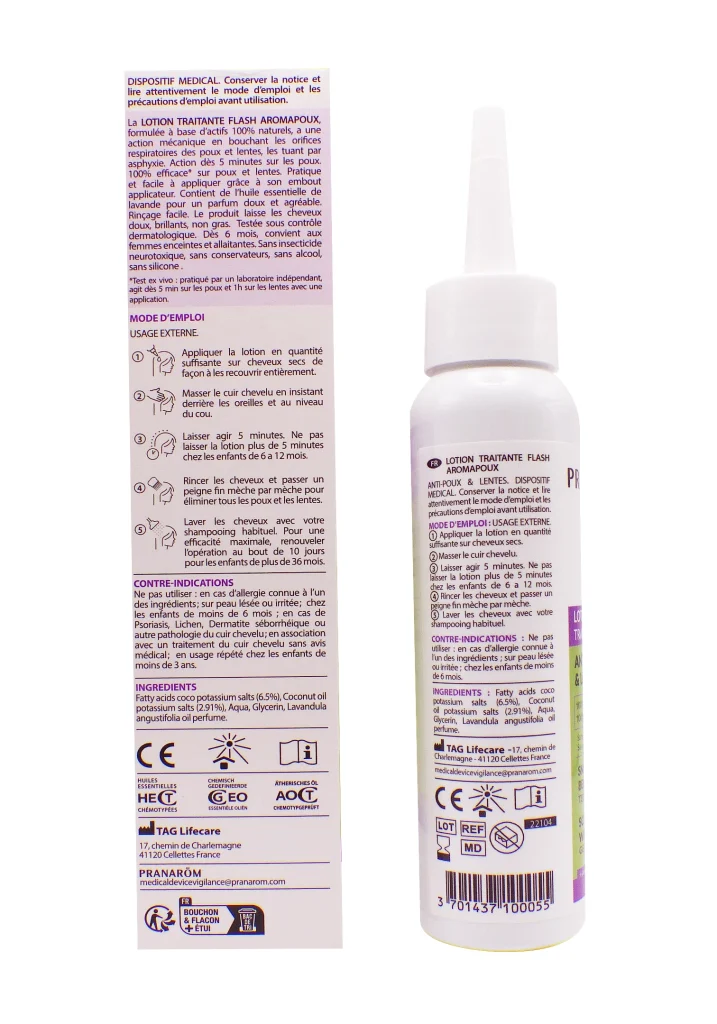 PRANAROM LOTION TRAITANTE FLASH 100ML 3 dos lotion traitante anti poux
