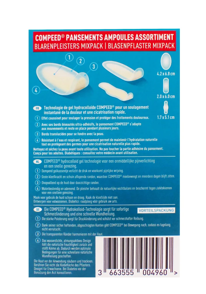 dos pansements assortiment ampoule