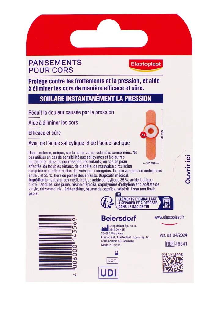 ELASTOPLAST 8 PANSEMENTS POUR CORS 3 dos pansements pour cors