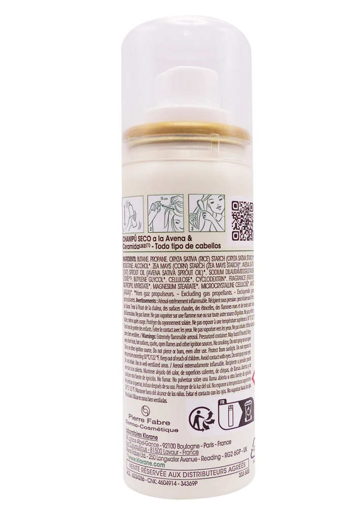 KLORANE SHAMPOING SEC AVOINE SPRAY 50ML 3 dos spray klorane shampooing sec