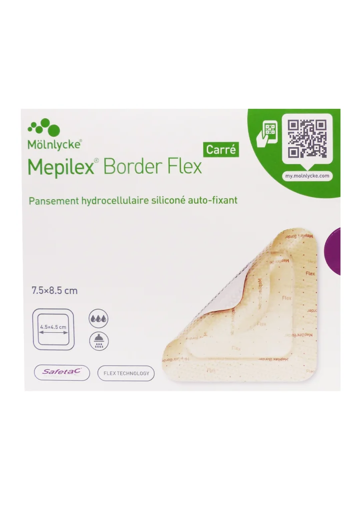 MEPILEX BORDER FLEX CARRE 7,5 X 8,5-16 PANSEMENTS 2 mepilex border flex 7.5cmx8.5cm