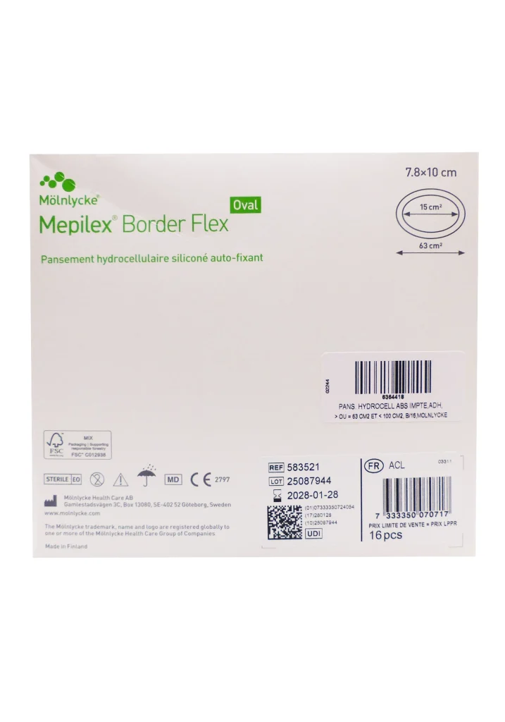 MEPILEX BORDER FLEX OVAL 7,8X10CM 16 PANSEMENTS 3 mepilex border flex oval 78x10cm