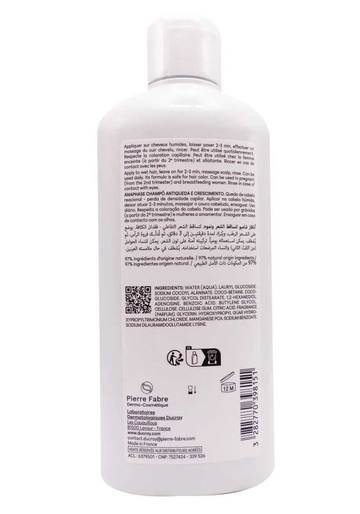 DUCRAY ANAPHASE SHAMPOOING ANTICHUTE ET CROISSANCE 400ML 3 shampooing ducray dos