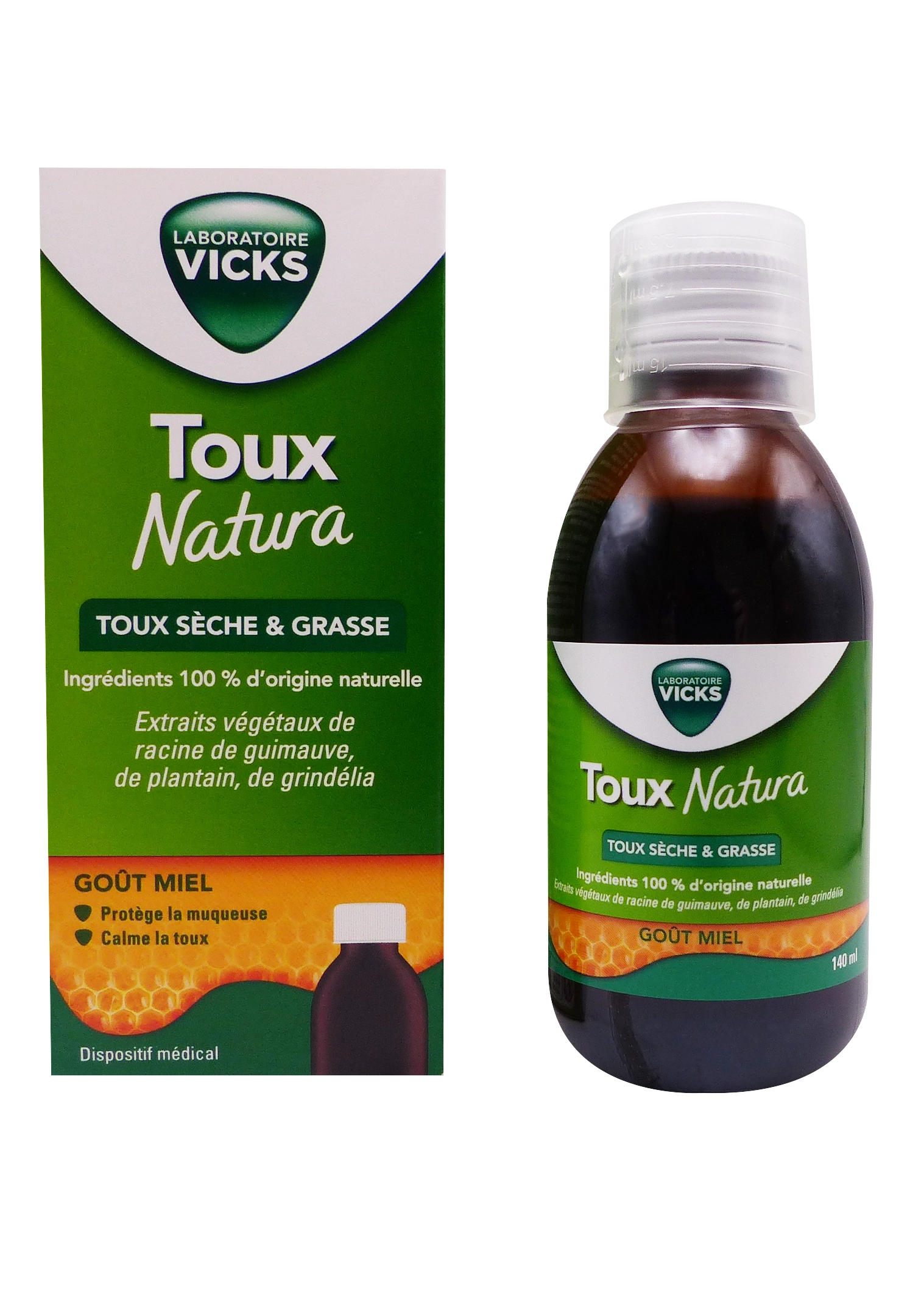 NATURA TOUX SIROP TOUX SECHE & GRASSE GOÛT MIEL 140ML 1 toux natura sirop